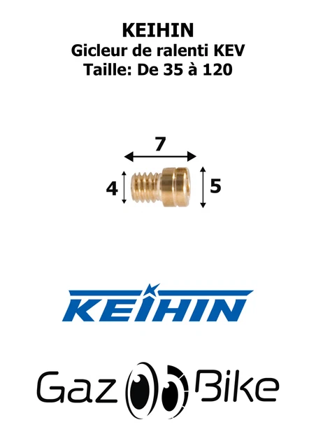 KEIHIN Gicleur de ralenti KEV Taille 35 à 120 (Réf: KEVXXX) pour carburateur