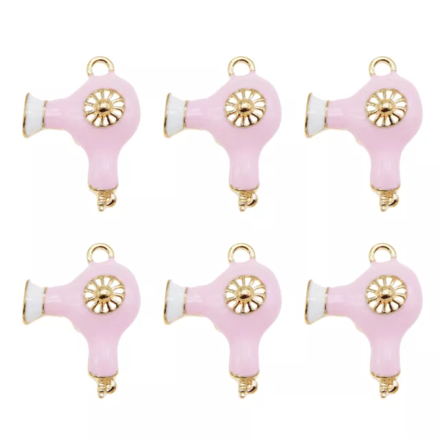 12 Stück Rosa Emaille Metall Gold Haartrockner Schmuck Anhänger Charm 25x19mm