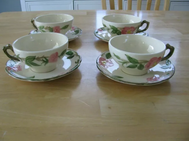 FRANCISCAN Desert Rose USA Backstamp Set of 4 Cups & Saucers