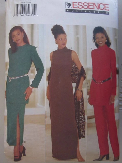 Vintage Butterick SEWING Pattern 4738 ESSENCE Dress Tunic Pants Shawl OOP FF NEW