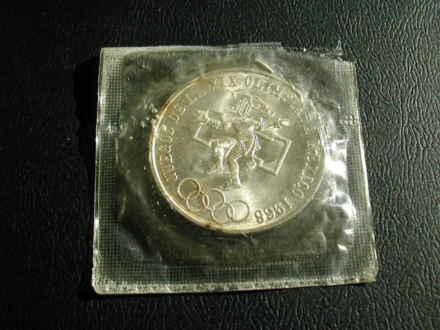 Mexico Silver 25 Pesos X1X Olympic Games 1968 / Unc. in Original Packet