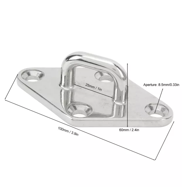Car Auto 2Pcs Ceiling Hook Pad 316 Stainless Steel Eye Plate Top Mount Hanger