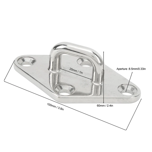 Car Auto 2Pcs Ceiling Hook Pad 316 Stainless Steel Eye Plate Top Mount Hanger