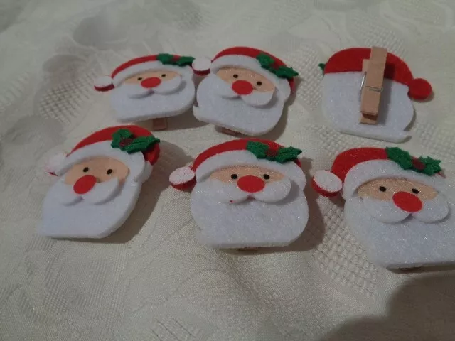 6 x Wäscheklammer  Weihnachtsmann Nikolaus 5 cm   Weihnachten 649  NEU OVP