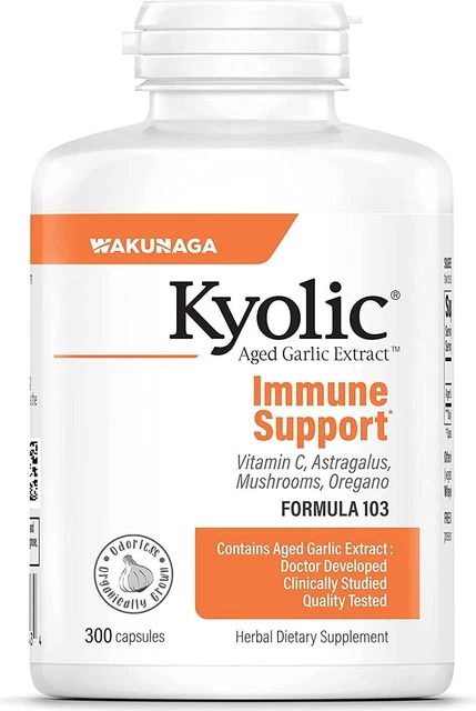 Kyolic Immune Support Formula 103 de Wakunaga of America, 300 cápsulas