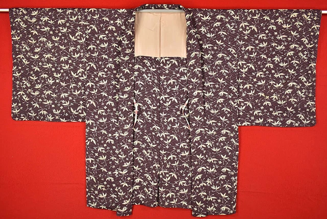 Vintage Japanese Kimono Silk Antique BORO HAORI Kusakizome Dyed/A388/370