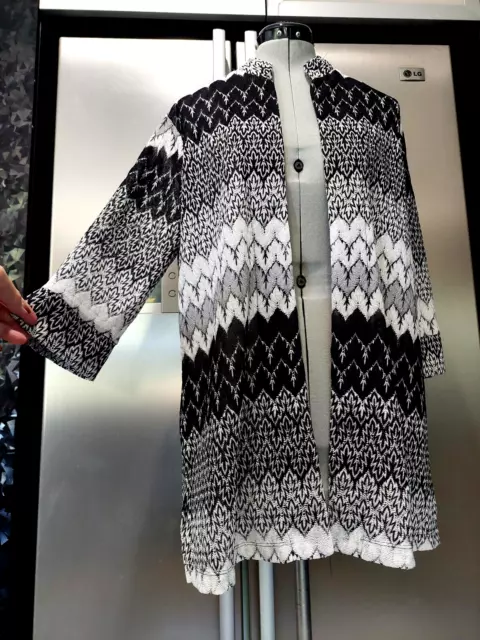 ❤️NEW FELLA HAMILTON 12 black white mesh lurex thread long jacket cardigan coat