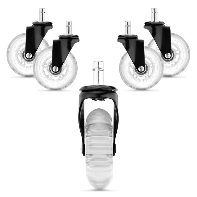 5x roulette pour chaise de bureau - Roue de rechange 10 / 22 mm pour sol dur