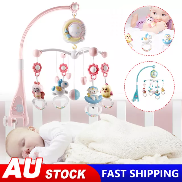 Baby Mobile Crib Cot Musical Wind up Toys Music Box Hanger Arm Bed Bell Gift