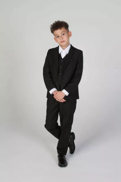 Abito da ragazzo nero 3 pezzi premium bambini bambini pagina matrimonio abito da ragazzo età 1-14