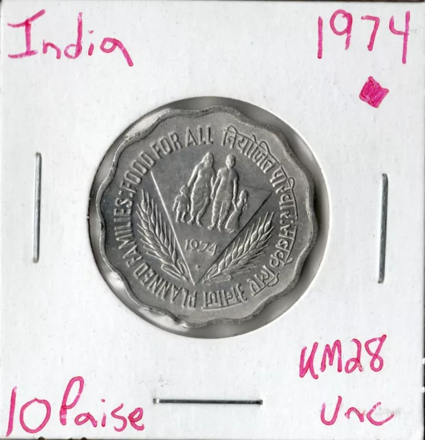 Coin India 10 Paise 1974 (b) KM28