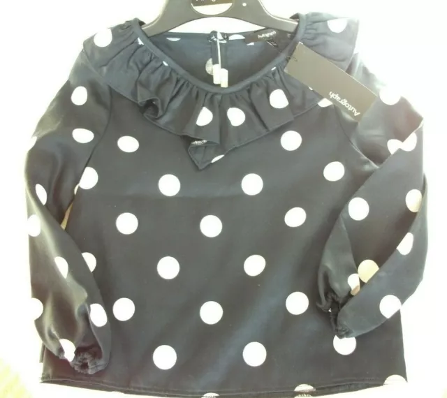 M&S Autograph Girls Blue Spotty Long Sleeve Top - Age 3-4 years BNWT