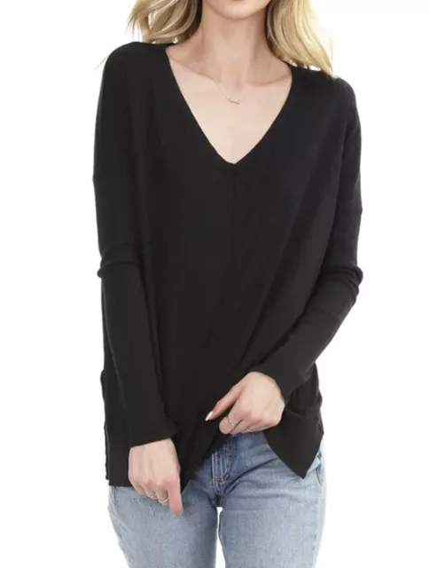 NWT bobi Rib Mix Long Sleeve Tee Black Size XS