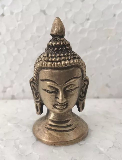 Vintage Indien Laiton Bouddha Statue Visage Figurine Rare & de Collection