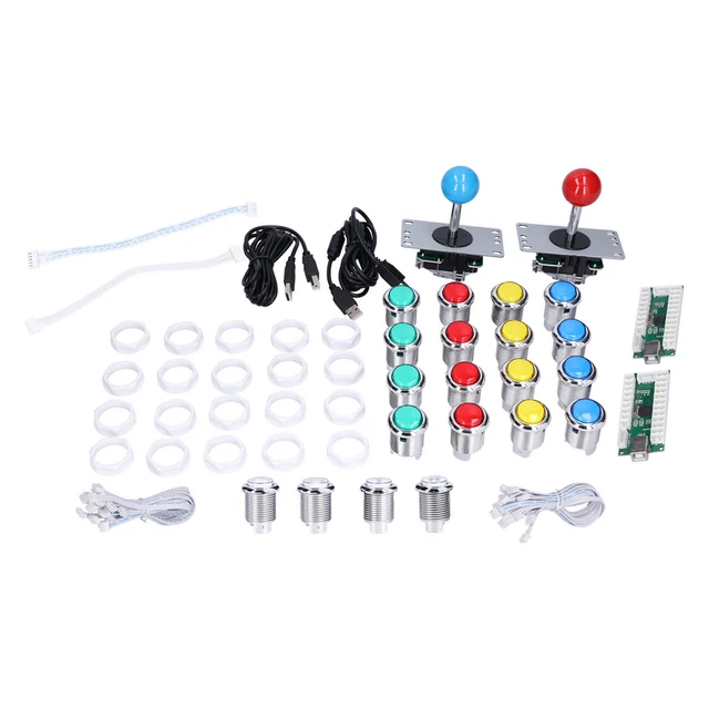2 Player DIY Kit Joystick DIY Kit Arcade Joystick 8 Way LED Buttons Arcade