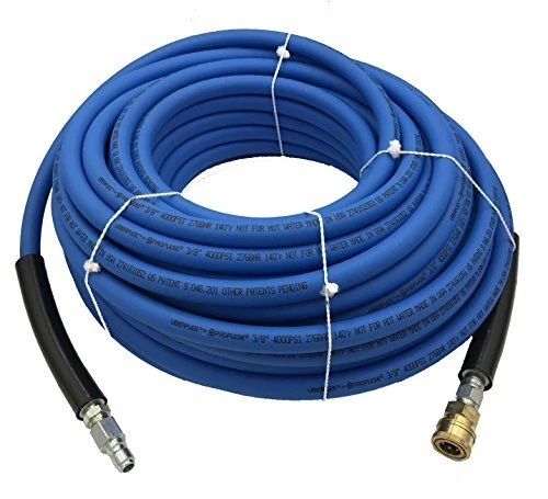 UBERFLEX 4000 PSI 3/8" x 100' Blue Flexible & Light Weight Hose w/ QC Coupler...