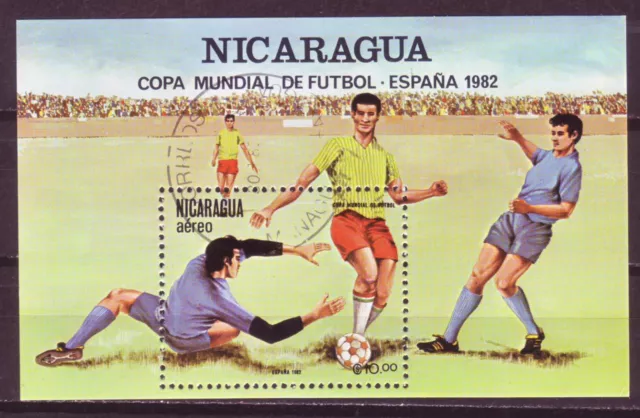 Nicaragua 1982; World Cup; Souvenir Sheet; Sc # C995; Used (Cto, Gum; Nh)