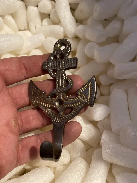 Anchor Navy Coat Hook Decor Patina Rustic Brass Seaman Boat Cabin Lake GIFT 3