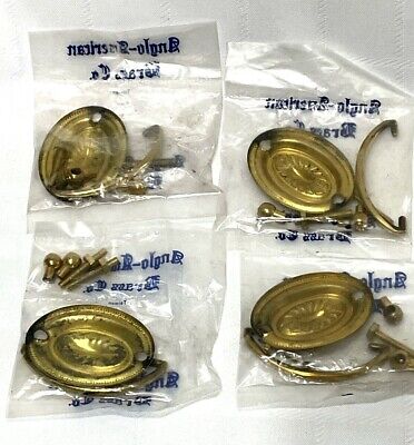 Stamped Brass Oval Drawer Pull 3 " Width 2" O/C Hepplewhite Style Set of 4 NEW 3