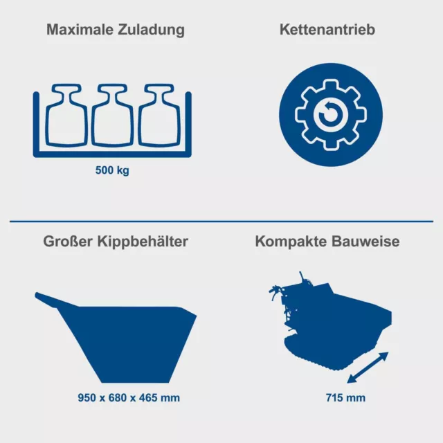 Scheppach Dumper DP5000 Mini Transporter Motorschubkarre Raupendumper 500Kg Last 2