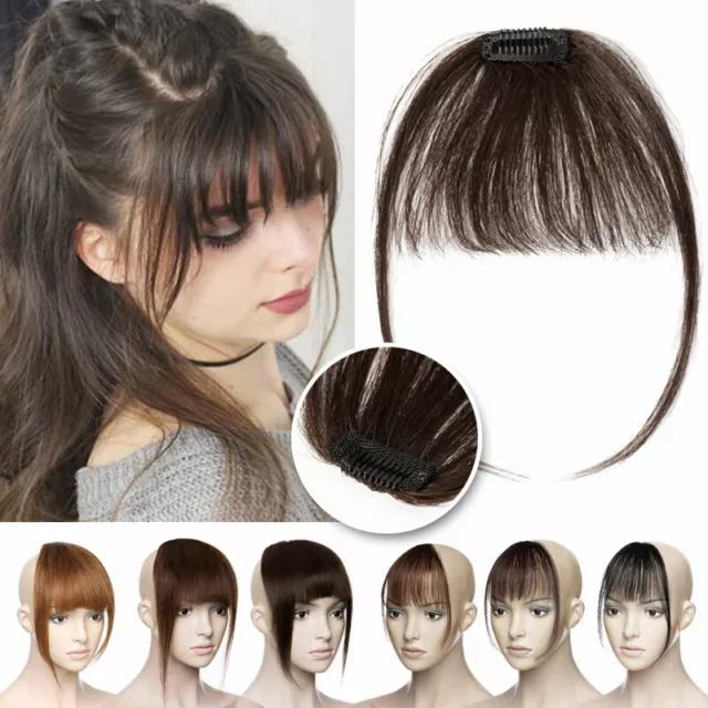 CLEARANCE Clip on Fringe Hair Bangs Neat Bang Front Hairpiece Thin Air One Piece