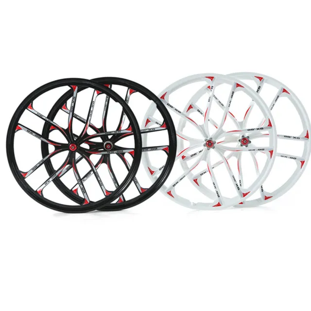 26" 10 Spoke Rims MTB Mag Alloy Bike Integrated Wheel Set with Disc Brake Device