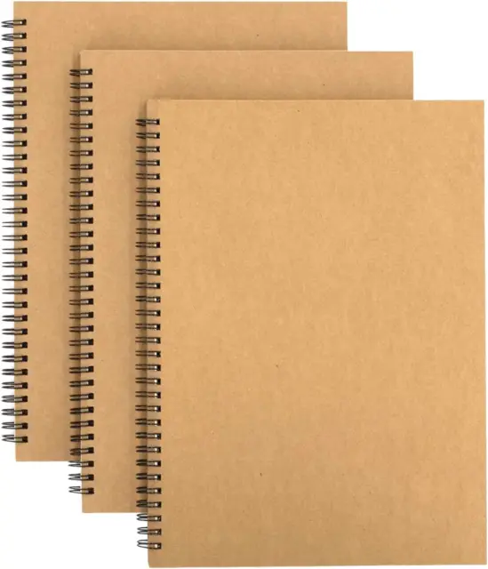 Sketchbook A4 Sketch Pad, Spiral Art Sketch Book 60 Page/ 30 Sheets, 150gsm  Hardback Kraft Cover Sketch Drawing Pad Art Book For Kids Adults Artist Pa
