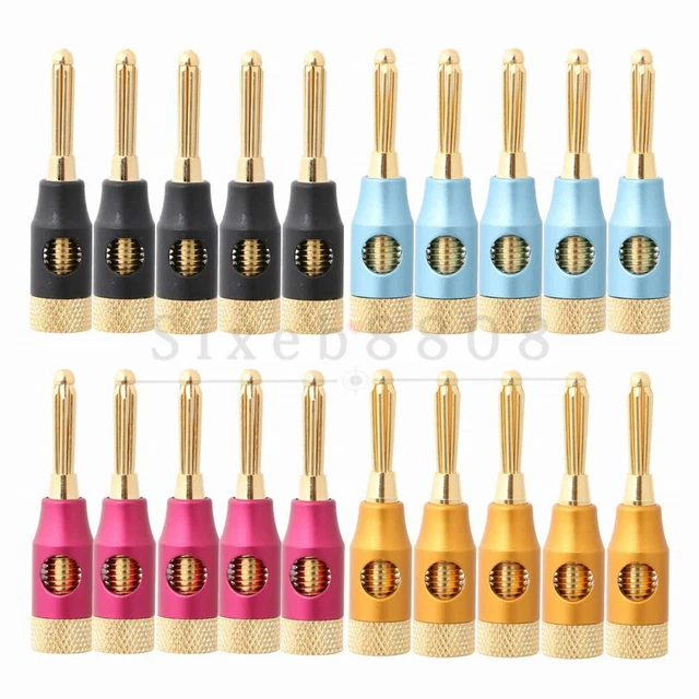 4PCS Audio Speaker Pin Connectors Gold Plated 4mm Banana Plugs