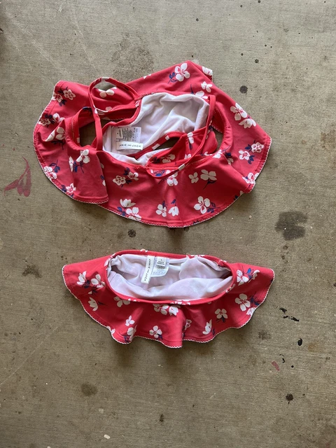 Janie and Jack Peach Red Ric Rac & Ruffles Two Piece Swim Suit Bikini Size 5 5t