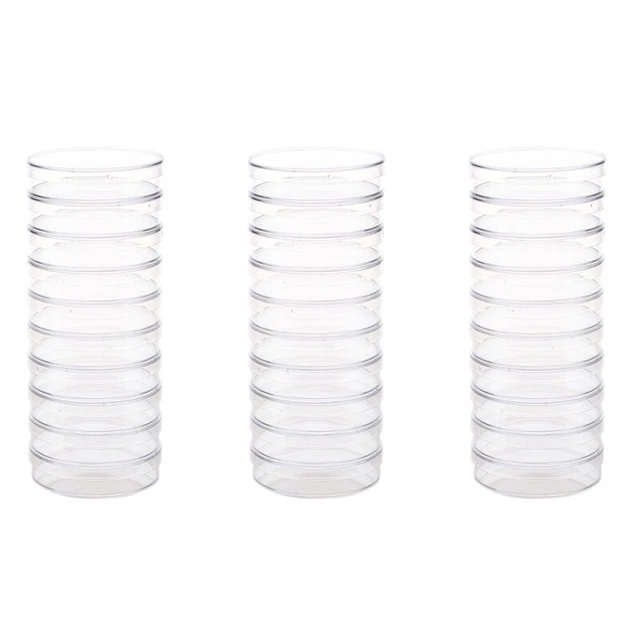 30Pcs Sterile Petri Dishes with Lids for Lab Plate Bacterial Yeast 55mm X7965