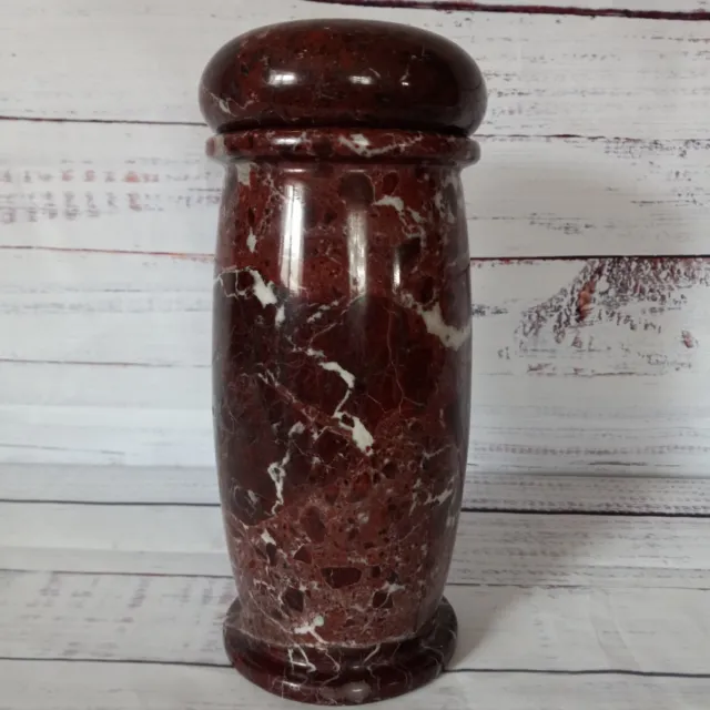 Solid Marble Urn Lidded Ginger Jar Carved Red Natural Brown