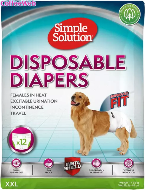 Simple Solution Nuovi ‘True Fit’ Pannolini Monuso per Cani Femmina Con Idicatore