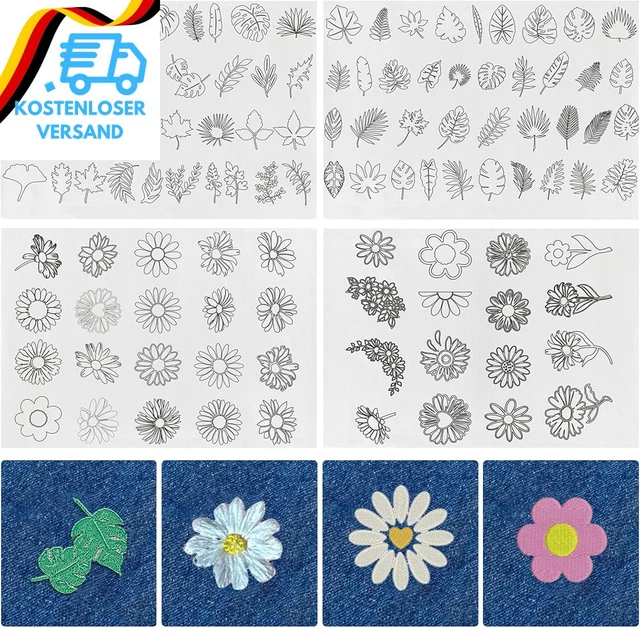 26 Stück Wasserlösliche Stickvorlagen Mit Blumenmustern - Selbstklebend Für DIY Stickerei