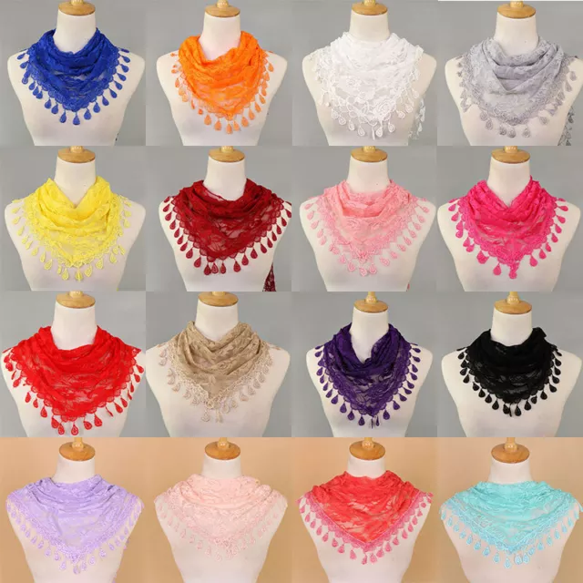 Plain Floral Lace Shawls Women's Headscarf Hollow Triangle Scarf Elegant Tops
