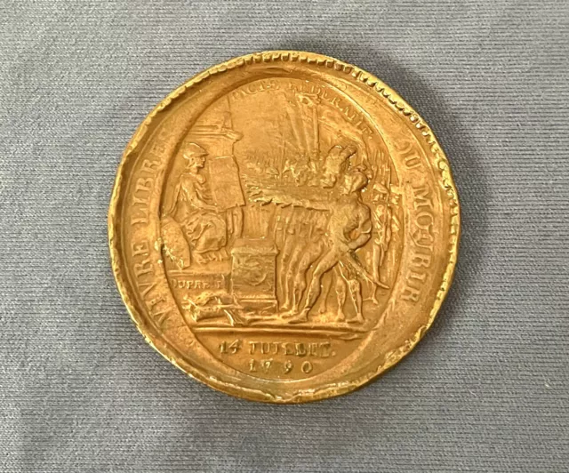 Rivoluzione Francese Medaglia 1792 De Confiance da 5 Sols Giuramento Originale