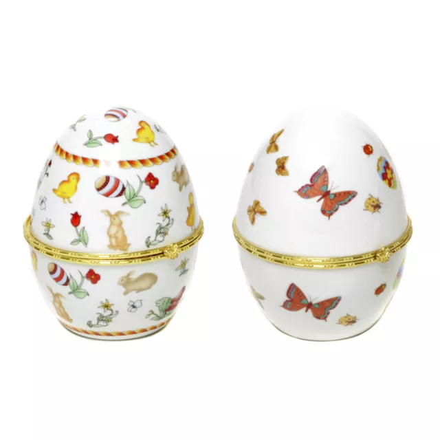 Porcelana Huevo de Pascua Adorno Plegable Alhajera Decoración Huevo Conejo Cofre