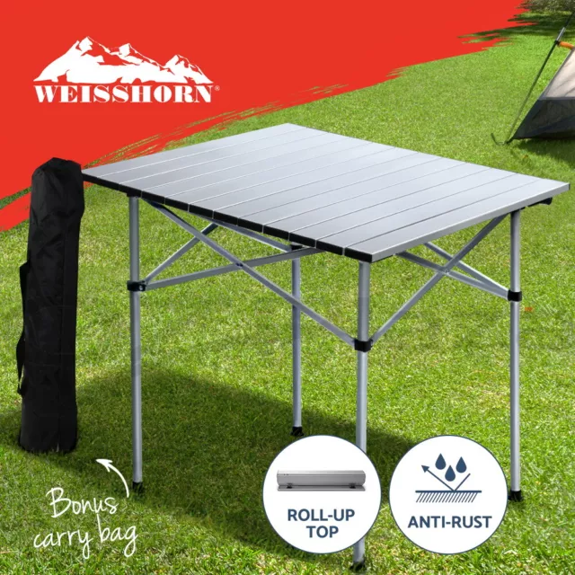 Weisshorn Camping Table Roll Up Foldable Picnic Outdoor BBQ Garden 70CM