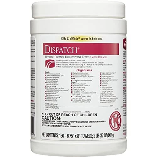 Hospital Cleaner Disinfectant Towels with Bleach, Healthcare Cleaning and Ind...
