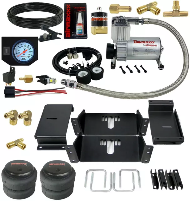 Air Helper Spring Kit w/White Gauge In Cab Control For 1994-2002 Dodge Ram 3500
