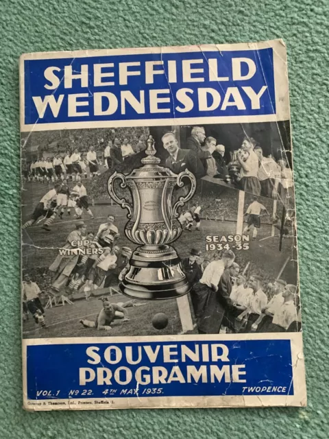 Sheffield Wednesday v Grimsby Town Programme 04/05/35 1934-1935 Season
