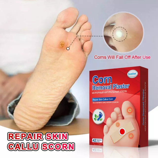 42 Pcs Foot Corn Remover Pads Plantar Wart Thorn Plaster Patch Callus Removal