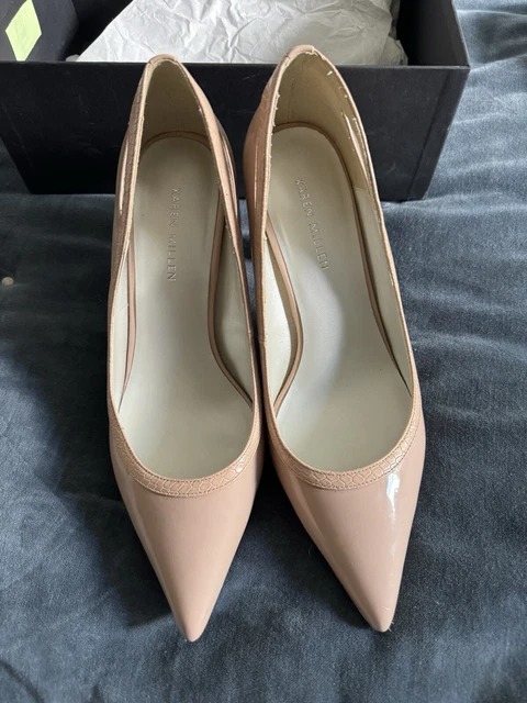 KAREN MILLEN SHOES Size 5 38 Black Nude Shadow Feather Metal Stiletto Bow A04 20.00 PicClick UK