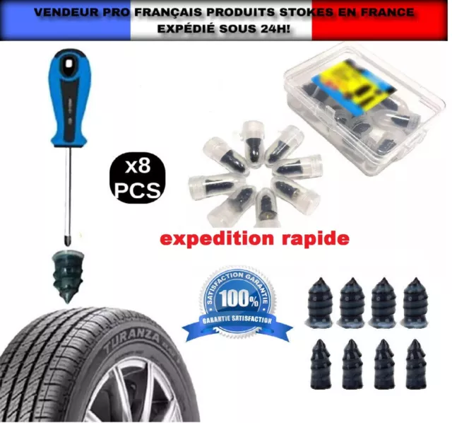 Réparation Crevaison Pneu Tubeless Voiture Moto Scooter Pneus Kit Coffret 8PCS