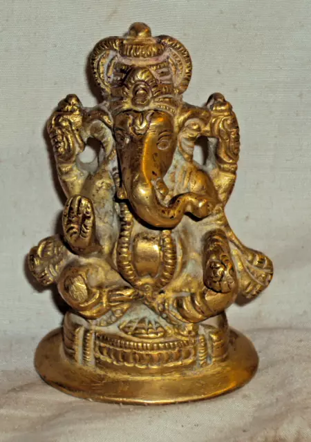 Antique Traditional Indian Brass God Ganesha Elephant God Ganpati Collectible