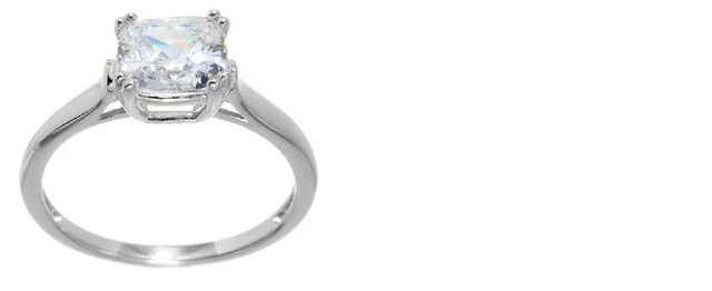 Diamonique CZ Cushion Prong Solitaire Band Ring Size 7 Sterling Silver