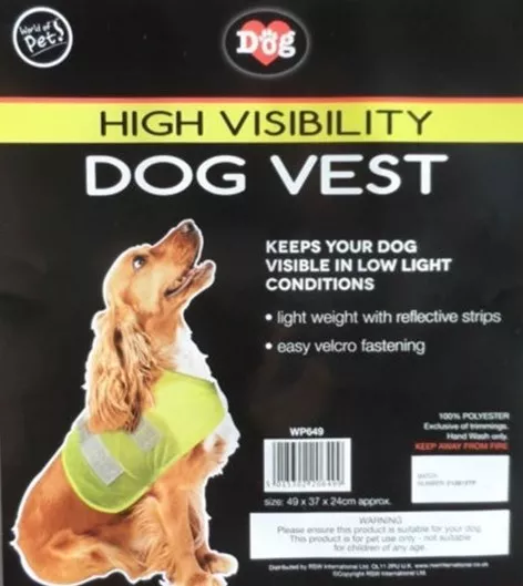 Pet Dog Hi Viz Fluorescent High Visibility Safety Vest Coat Jacket Medium Vis