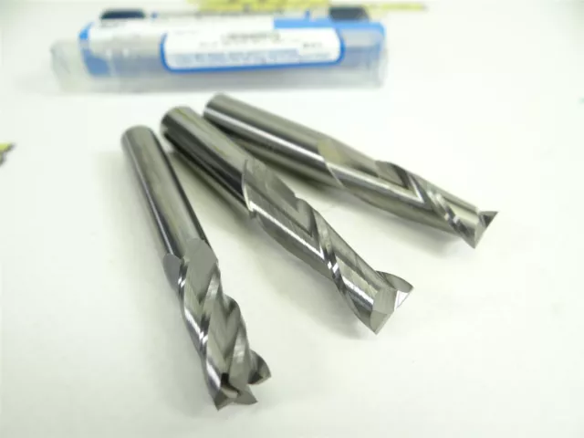 3 New! Solid Carbide 2 & 4 Flute End Mills 19/64" 21/64" & 11/32" Osg & Sgs