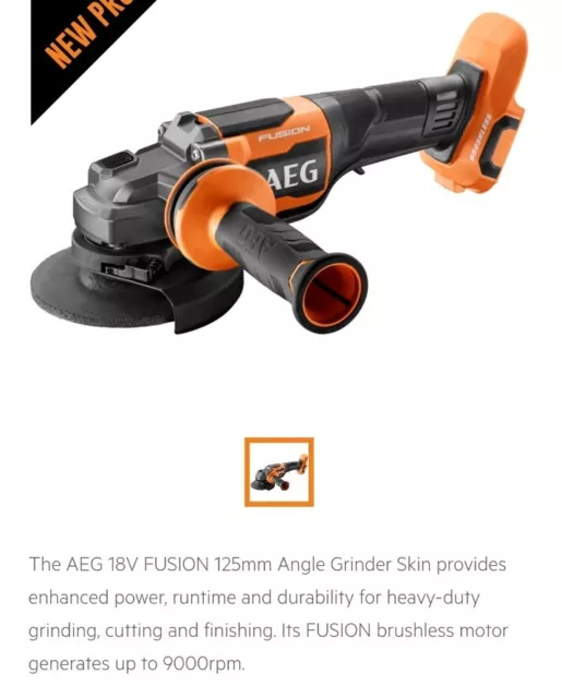 AEG 18V 125mm FUSION Paddle Switch Angle Grinder - BEWS18125BLP-0