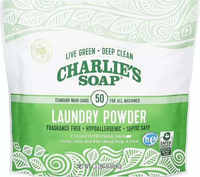 Charlies Soap Laundry Powder Hypoallergenic Deep Cleaning Comfortable 50 Loads