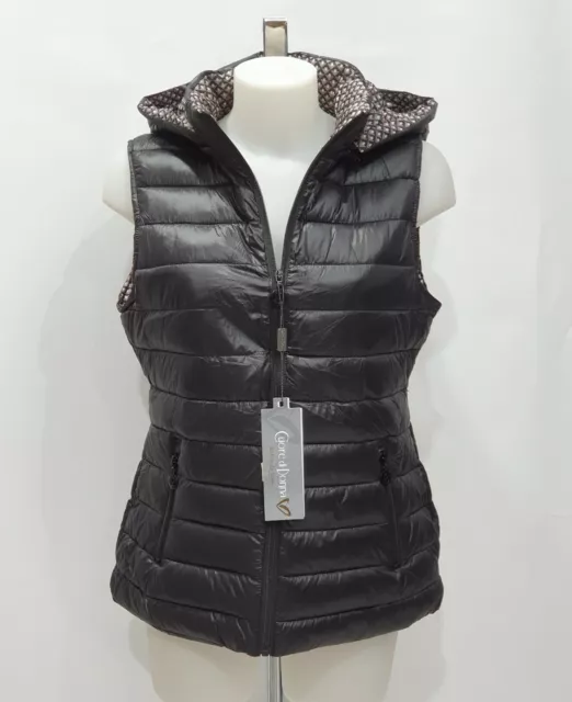 Gilet Cuore di Donna, nero con cappuccio removibile, trapuntato. Sconto -50%